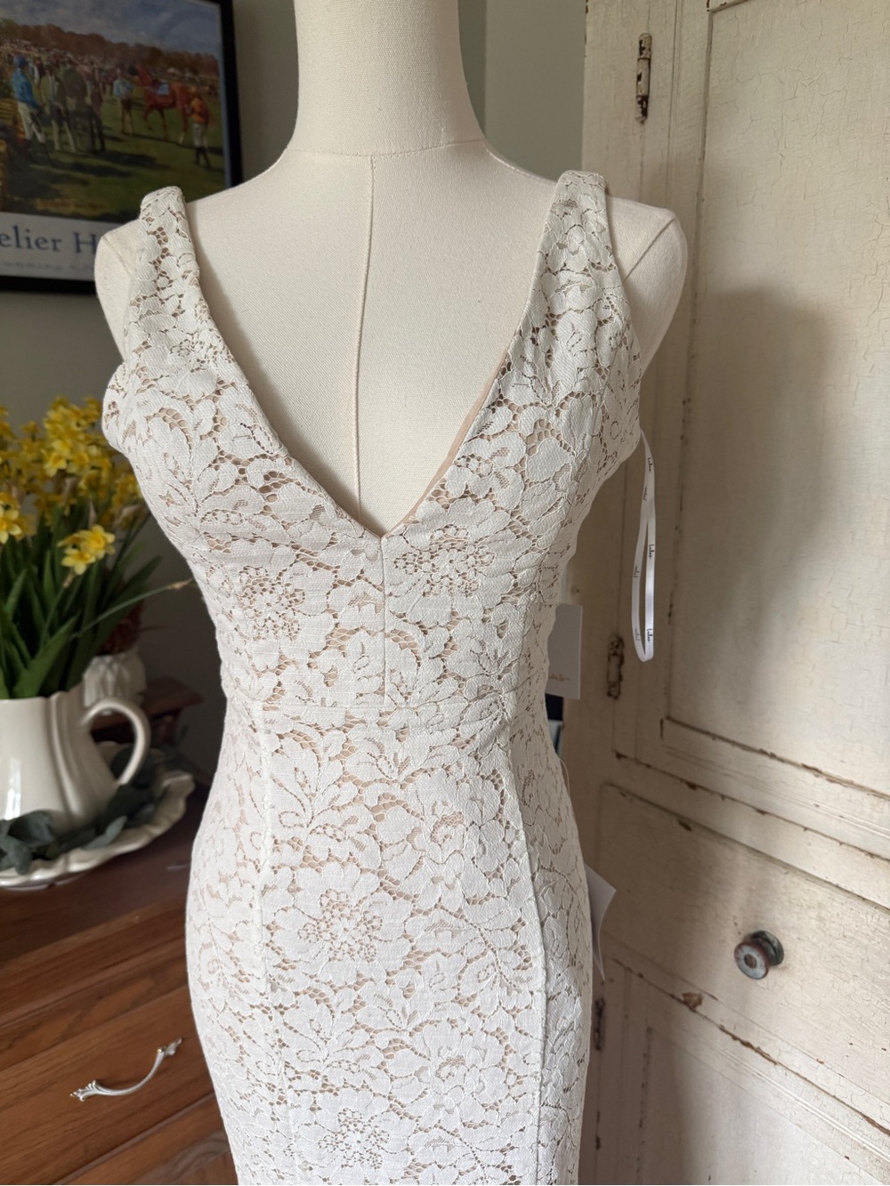 Lulu's Cream Lace Maxi Dress - Picture 6 of 10